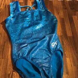 GK Elite Aqua Blue gymnastics leotard size X-small